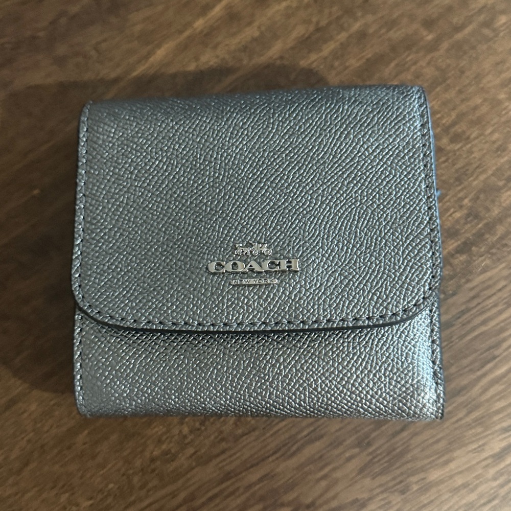 Coach Mini Trifold Silver Wallet